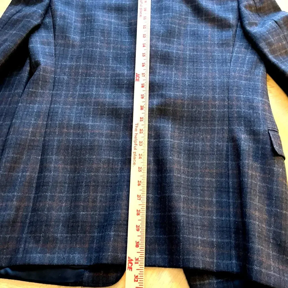 CANALI Gray Plaid Box Check 100% Wool Blazer Sport Coat Jacket US 38R S MINT